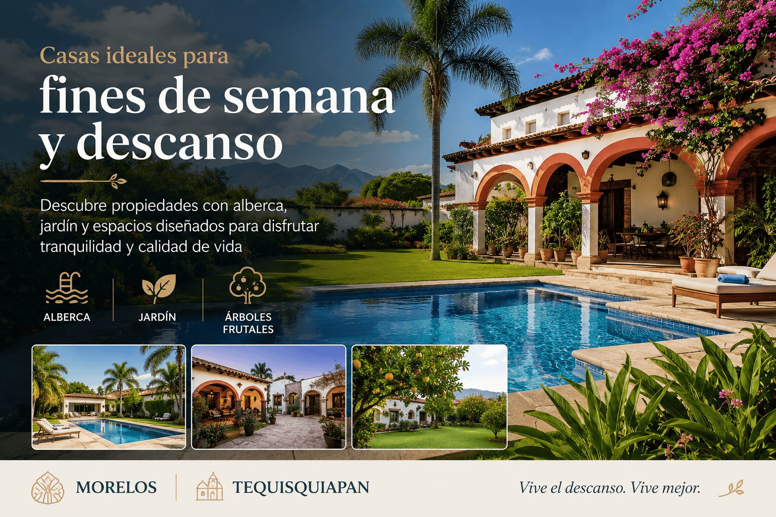 Casa de descanso con alberca en Morelos